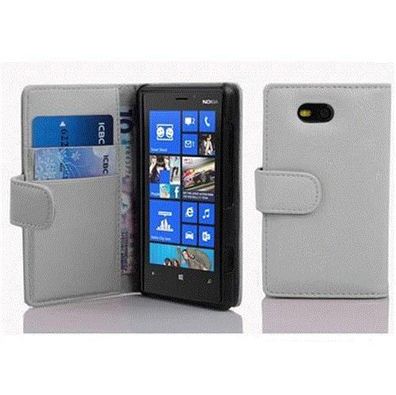 Cadorabo Hülle für Nokia Lumia 820 in Magnesium WEIß Handyhülle aus strukturiertem...