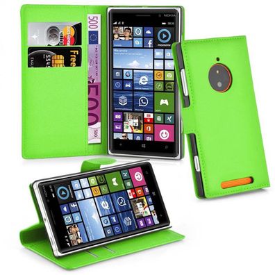 Cadorabo Hülle für Nokia Lumia 830 - Hülle in MINZ GRÜN - Handyhülle mit Kartenfac...