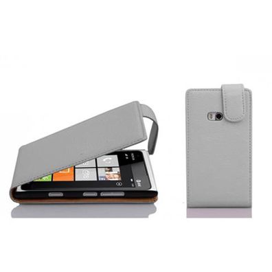 Cadorabo Hülle für Nokia Lumia 900 in Magnesium WEIß Handyhülle im Flip Design ...