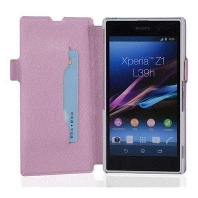 Cadorabo Hülle für Sony Xperia Z1 - Hülle in ICY ROSE – Handyhülle mit Standfunkti...