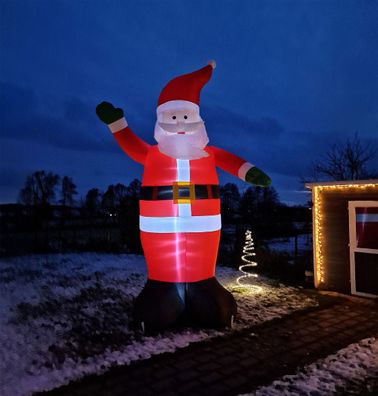 XXL LED Weihnachtsmann aufblasbar 400cm - Riesen Nikolaus Garten Deko beleuchtet
