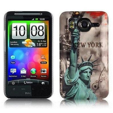 Cadorabo Hülle kompatibel mit HTC Desire HD mit NEW YORK - Freiheitsstatue Aufdruc...