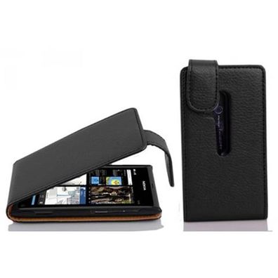 Cadorabo Hülle für Nokia Lumia 800 in OXID Schwarz Handyhülle im Flip Design aus ...
