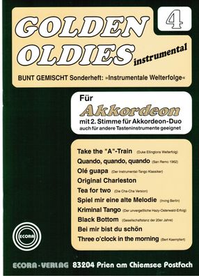 Akkordeon Noten : Golden Oldies 4 mittelschwer m. 2. Stimme (ad. lib.)