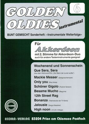 Akkordeon Noten : Golden Oldies Heft 6 m. 2. Stimme (ad. lib.) mittelschwer