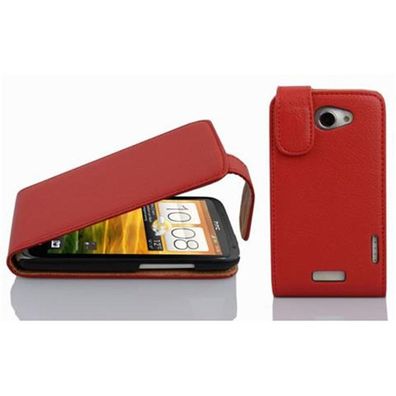 Cadorabo Hülle für HTC ONE X / X+ in Inferno ROT Handyhülle im Flip Design aus ...