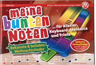 Melodica / Keyboard Noten : Meine bunten Noten - Weihnachtslieder leicht FARBEN