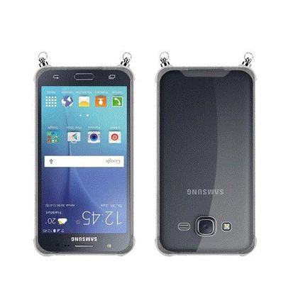 Silikon Hülle Handykette kompatibel mit Samsung Galaxy J5 2015 mit silbernen Ringe...
