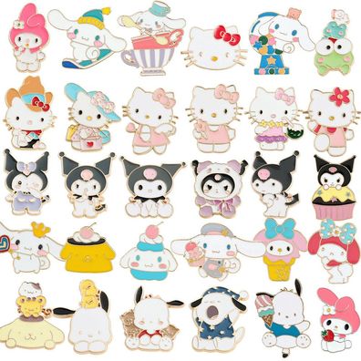 30tlg My Melody Brosche Kuromi Hello Kitty Pochacco Brooches Kinder Party Anstecker