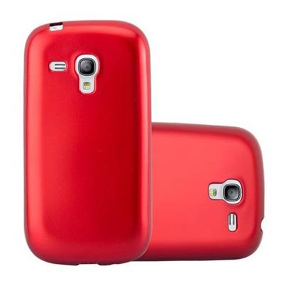 Cadorabo Hülle kompatibel mit Samsung Galaxy S3 MINI in Metallic ROT - Schutzhülle...