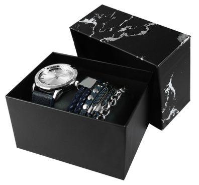 Excellanc 2900225-001 Geschenkset mit Herren Armbanduhr und fünf Armbändern