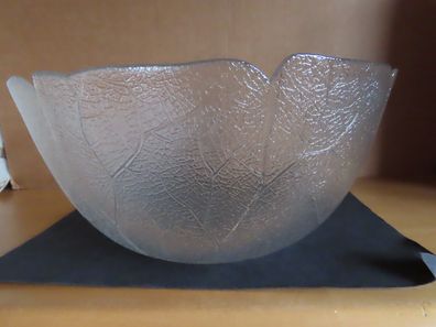 Glasschale Obstschale Salatschüssel Relief Blattform ca.14 cm hoch/ Arcoroc