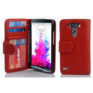 Cadorabo Hülle für LG G3 in Inferno ROT Handyhülle mit Magnetverschluss und 3 ...