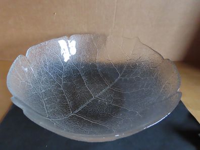 Glasschale Obstschale Salatschüssel Relief Blattform ca.9,3 cm hoch/ Arcoroc