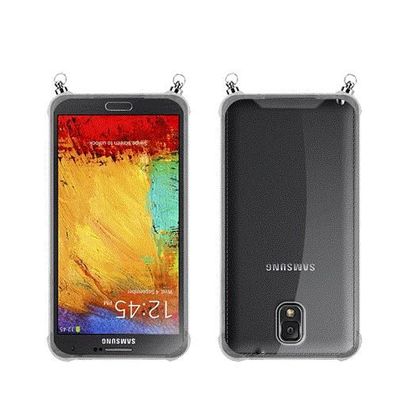 Silikon Hülle Handykette kompatibel mit Samsung Galaxy NOTE 3 mit silbernen Ringen...