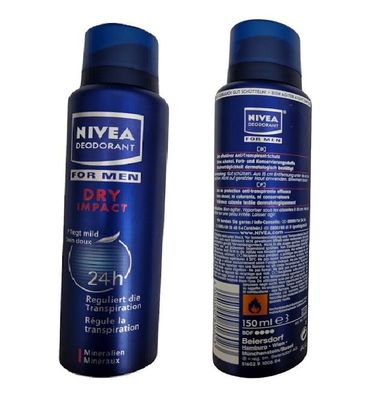Nivea Deo Spray Men Dry Impact Deodorant ohne Alkohol & Farbe Frische Gefühl