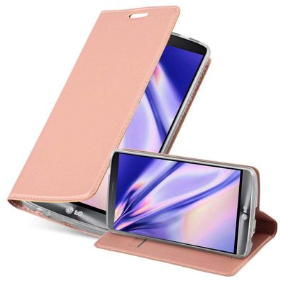 Cadorabo Hülle kompatibel mit LG G3 in CLASSY ROSÉ GOLD - Schutzhülle mit Magnetve...