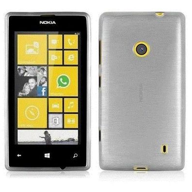 Cadorabo Hülle kompatibel mit Nokia Lumia 525 in SILBER - Schutzhülle aus flexible...
