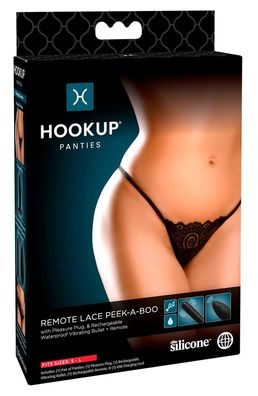 HookUp Panties - Remote Lace Peek-a-Boo: Spitzen-Slip mit Vaginalplug und Vibrobullet