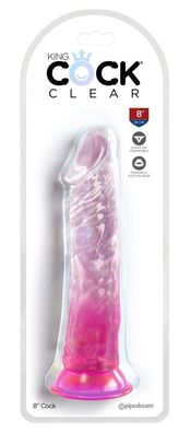 King Cock Clear 8 Pink - Transparenter Naturdildo mit Saugfuß