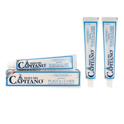 Pasta del Capitano Zahnpasta Protezione Karies & Plaque 3x 75ml Placca e Carie