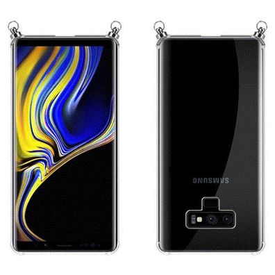 Silikon Hülle Handykette kompatibel mit Samsung Galaxy NOTE 9 mit silbernen Ringen...