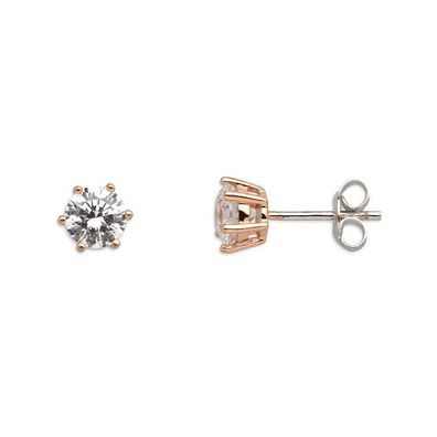 Ohrstecker - Zirkonia 4 mm - Sterlingsilber - rosé