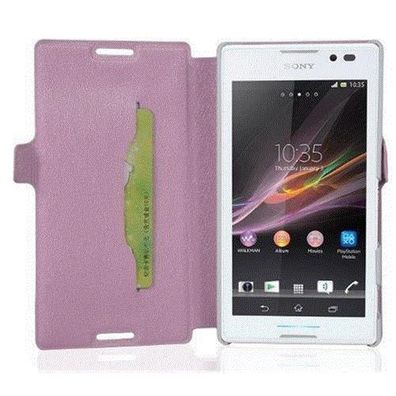 Cadorabo Hülle für Sony Xperia C - Hülle in ICY ROSE – Handyhülle mit Standfunktio...