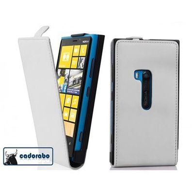 Cadorabo Hülle für Nokia Lumia 920 in POLAR WEIß Handyhülle im Flip Design aus ...