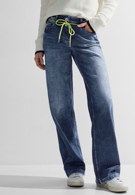 Cecil Loose Fit Culotte Jeans in Mid Blue Wash