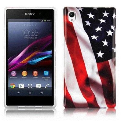 Cadorabo Hülle kompatibel mit Sony Xperia Z1 mit STARS AND Stripes Aufdruck - ...