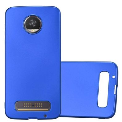 Cadorabo Hülle kompatibel mit Motorola MOTO Z2 in Metallic BLAU - Schutzhülle aus ...