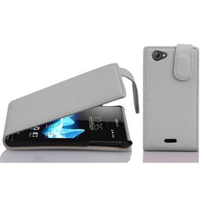 Cadorabo Hülle für Sony Xperia J in Magnesium WEIß Handyhülle im Flip Design aus ...