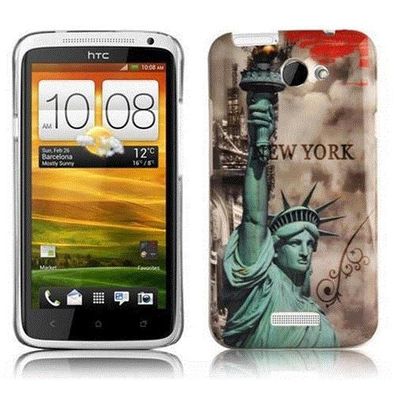 Cadorabo Hülle kompatibel mit HTC ONE X / X+ mit NEW YORK - Freiheitsstatue Aufdru...
