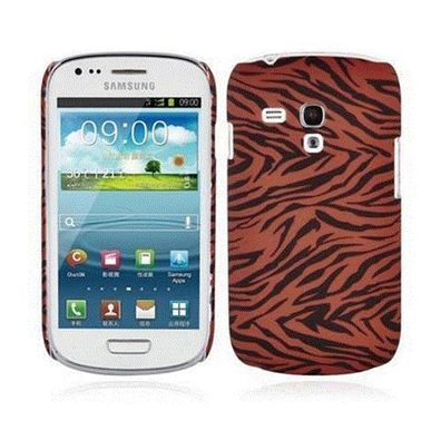Cadorabo Hülle kompatibel mit Samsung Galaxy S3 MINI mit BROWN TIGER Aufdruck - ...