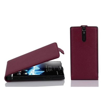 Cadorabo Hülle für Sony Xperia S in Bordeaux LILA Handyhülle im Flip Design aus ...