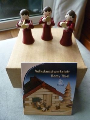 Romy Thiel Winterkinder, Engel mit Tromepte, Erzgebirge, Miniatur, Pyramide