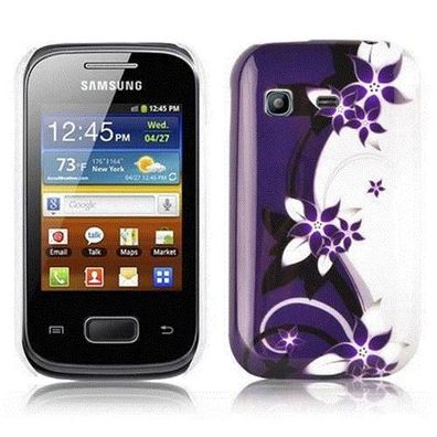 Cadorabo Hülle kompatibel mit Samsung Galaxy POCKET mit LILA Veilchen Aufdruck - ...