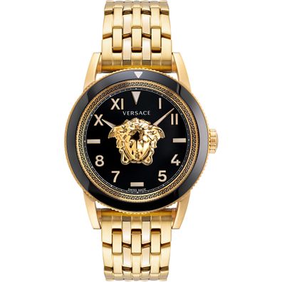 Versace VE2V00322 Palazzo California schwarz gold Edelstahl Herren Uhr NEU