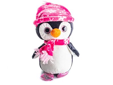 Stofftier Kuscheltier Pinguin mit Mütze und Schal