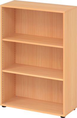 bümö Regal Buche, Standregal aus Holz für 3 Ordnerhöhen - Bücherregal klein 80 cm bre