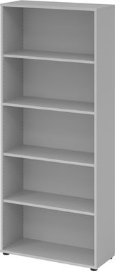 bümö Regal grau, Standregal aus Holz für 5 Ordnerhöhen - Bücherregal 80 cm breit, Akt