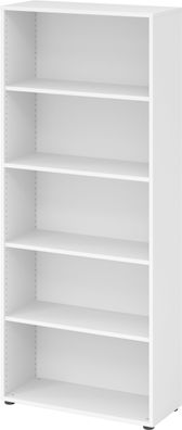 bümö Regal weiß, Standregal aus Holz für 5 Ordnerhöhen - Bücherregal 80 cm breit, Akt