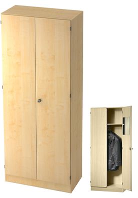 bümö office Kleiderschrank Holz abschließbar mit Spiegel, Büroschrank 80 cm breit in