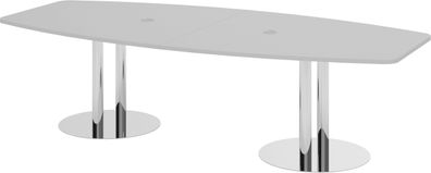 bümö Konferenztisch oval 280x130 cm großer Besprechungstisch in grau, Besprechungstis