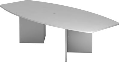 bümö Konferenztisch oval 280x130 cm großer Besprechungstisch in grau, Besprechungstis