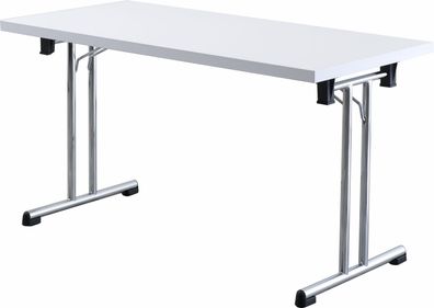 bümö Klapptisch weiß 138 x 69 cm klappbar & stapelbar, klappbarer Schreibtisch, Klapp