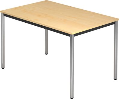 bümö Multifunktionstisch Ahorn, Tisch 120 x 80 cm, Tischfuß verchromt - einfacher Tis