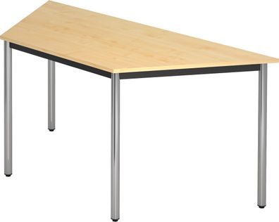 bümö Multifunktionstisch Ahorn, Tisch 160 x 69 cm, Tischfuß verchromt - Tisch Trapez,