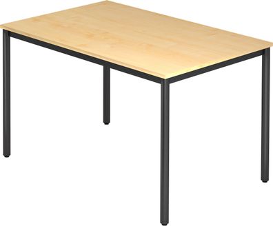 bümö Multifunktionstisch Ahorn, Tisch 120 x 80 cm, Tischfuß rund in schwarz - einfach